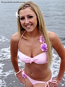 Blonde Lauren Smiling on the Beach