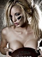 Girl using a Football as a Bra