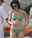 Kate Perry Candid Green Bikini