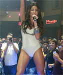 Melissa Molinaro in a White Leotard Singing