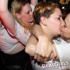 Girls Kissing in a Wet T-shirt Competition