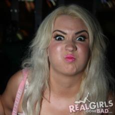 Blonde girl is totally drunk