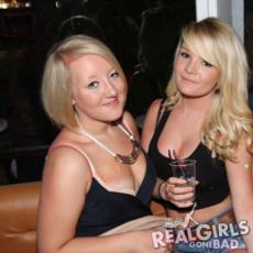 Blonde party girls in a bard