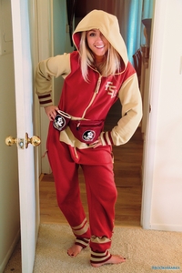 Brooke Marks in an FSU onesie
