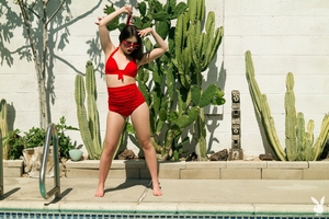 Showing off her hot figure for PlayboyPlus