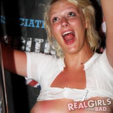 Blonde girl shows her boobs for fun