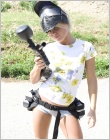She's so confident with paintball that she even wears the most skimpy of shorts