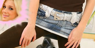 Sexy Non Nude Fun - Blue Denim Skirt & Pantyhose