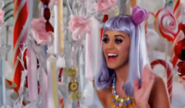 Smiling Katy Perry with Purple Hair