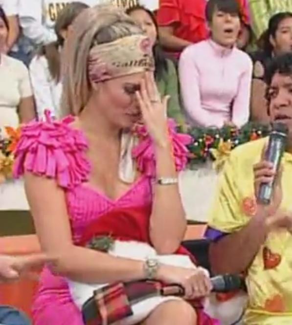 Embarrassed Liliani Mas getting interviewed after the event