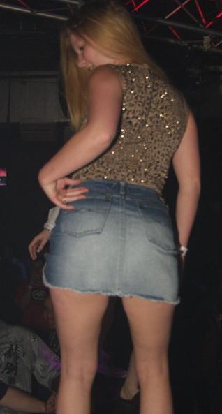 wild_party_girls11 Cute Short Blue Denim Skirt - Will this Cutie show us what up there?