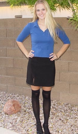 Blonde Danni in a Skirt and Socks