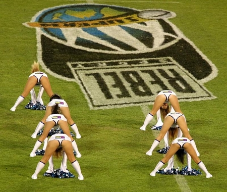 Cheerleaders Bending Forward Up Skirt