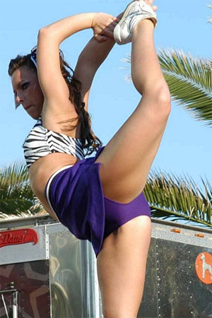 Stretching Cheerleader Upskirted