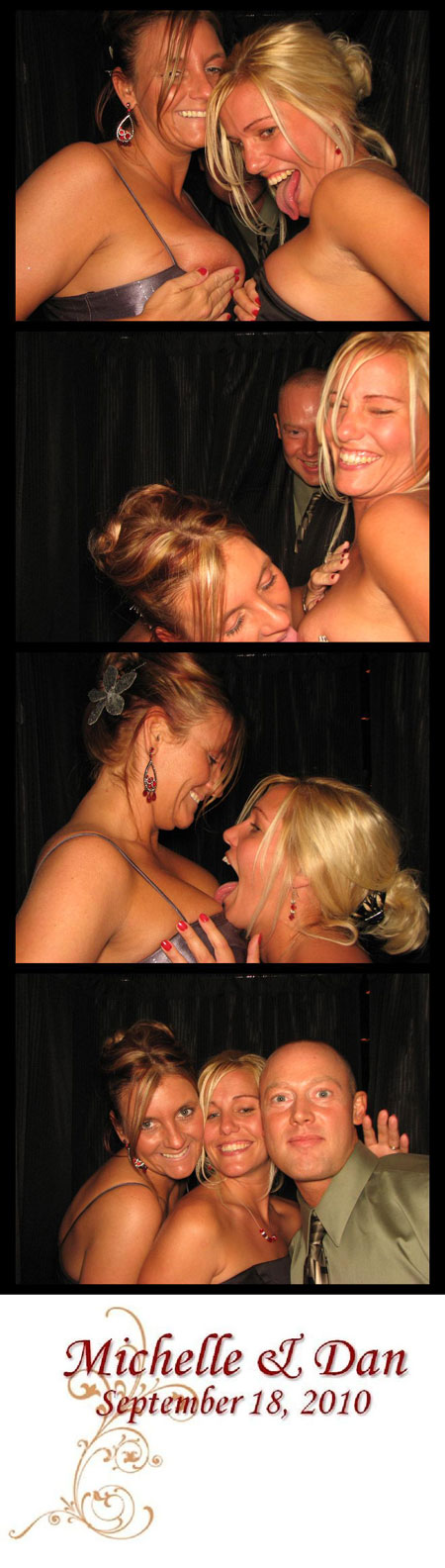 Girls Licking each others boobs in a Photobooth