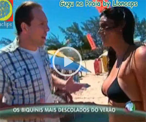A Cute Brunette Girl is talked into Switching her Bikini on a Beach in Brazil