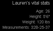 Lauren's Vital Stats