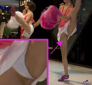 Fun Cheerleader Upskirt with Revealing White Panties