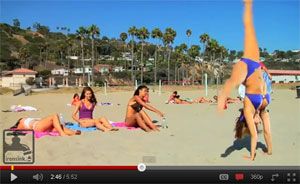 Sexy Bikini Cartwheel on the Beach