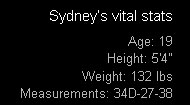 Sydney's Vital Stats