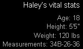 Haley's Vital Stats