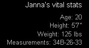 Janna's Vital Stats