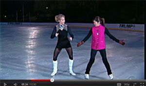 Elisabeth Hasselbeck is learning to Ice Skate in a Minidress, White Boots and Pantyhose
