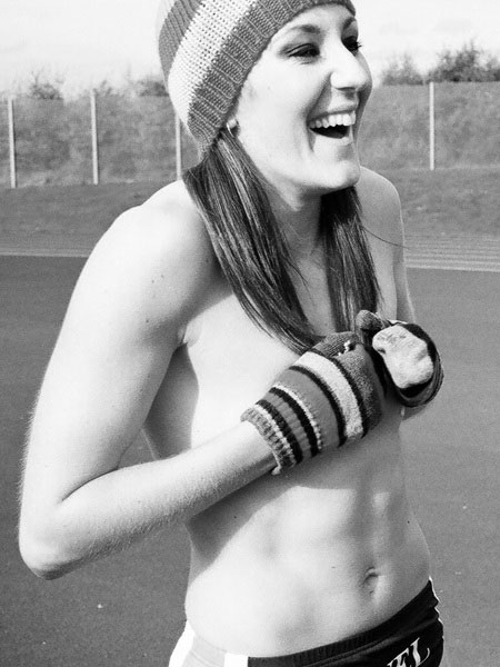 Student-Naked-Calendar-1 Embarrassed Coed in a Handbra