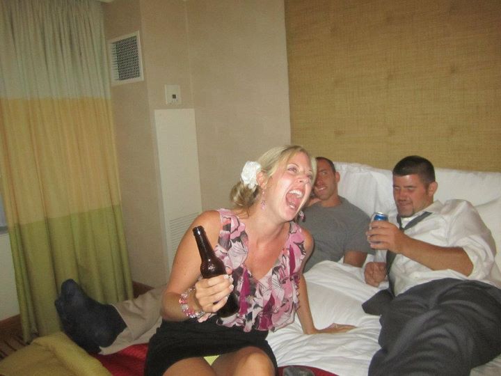 Drunk Party Girl Shows Upskirt Oops in a Hotel