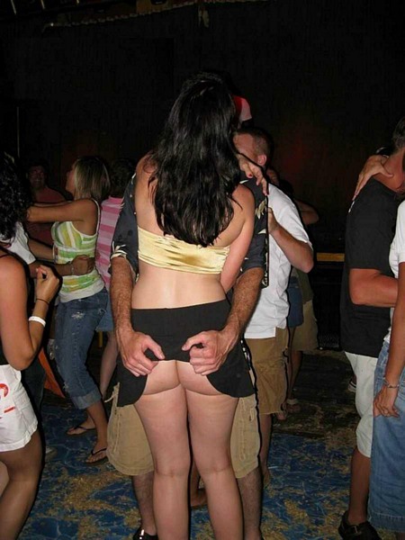 Has her skirt lifted in the Club