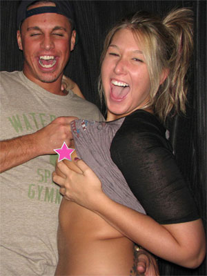 Blonde Flashing in the Photobooth