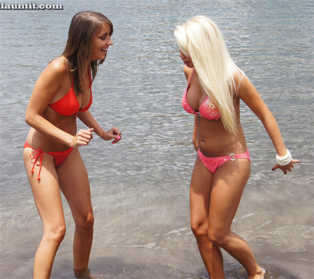 Bikini Party Girls on the Beach
