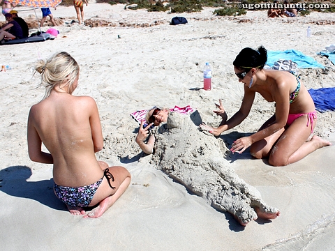 Girls having Fun on the Beach Beach Bikini Fun
