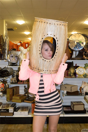 Madison Luvv is out shopping in a miniskirt goofing around