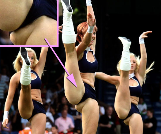 Cheerleader gives a kicking upskirt in skimpy panties