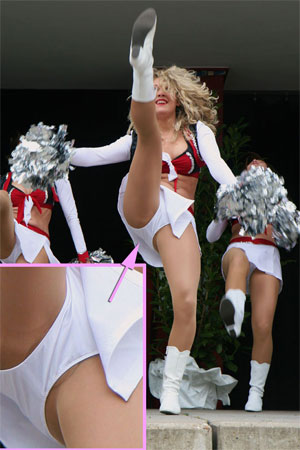 Kicking Cheerleader Upskirt Fun