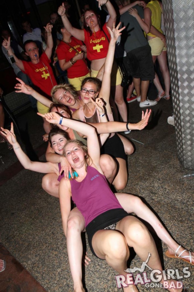 Real Girls Having Fun and Showing Upskirt in a Club