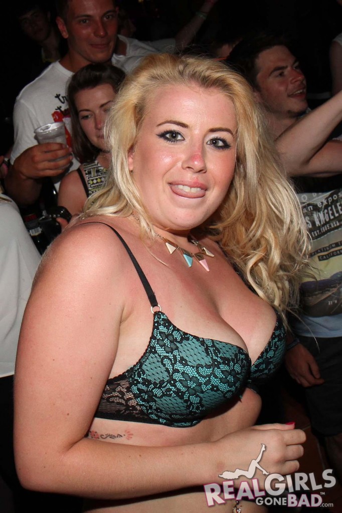 Drunk UK Blonde Showing Off in her Bra
