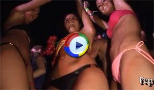 Sexy Spring Break Girls Dance in their Bikinis at a Pool Party
