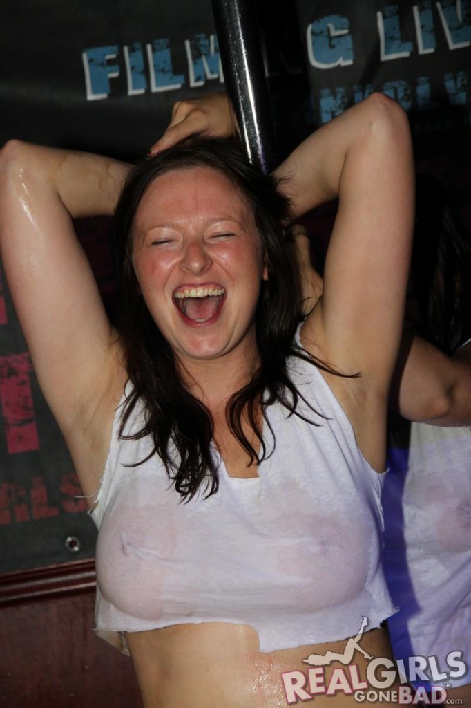 Girl enjoying the wet t-shirt contest