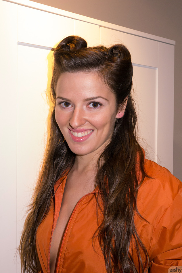 Coca Rose smiline for removing her clothes