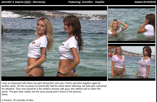 Two girls in wet t-shirts on the beach with UGotItFlauntIt