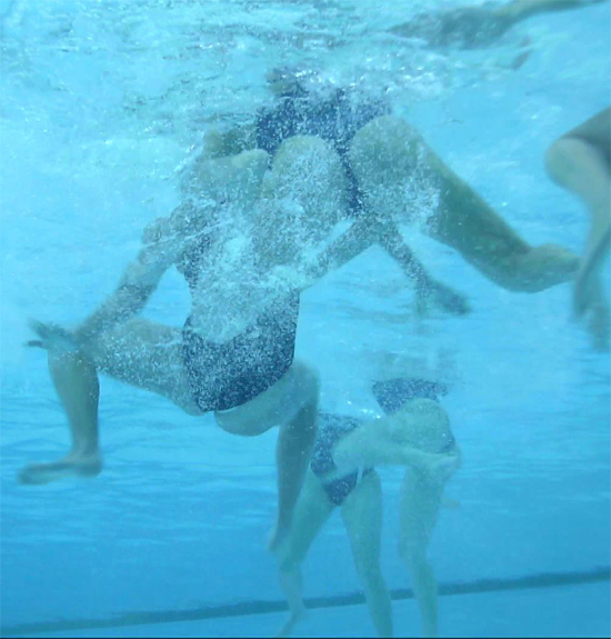 Underwater water polo swimsuit oops
