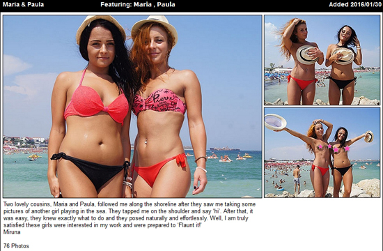 Maria and Paula lose their bikini tops on the beach