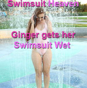 Ginger gets her pink swimsuit soaking wet on Swimsuit Heaven