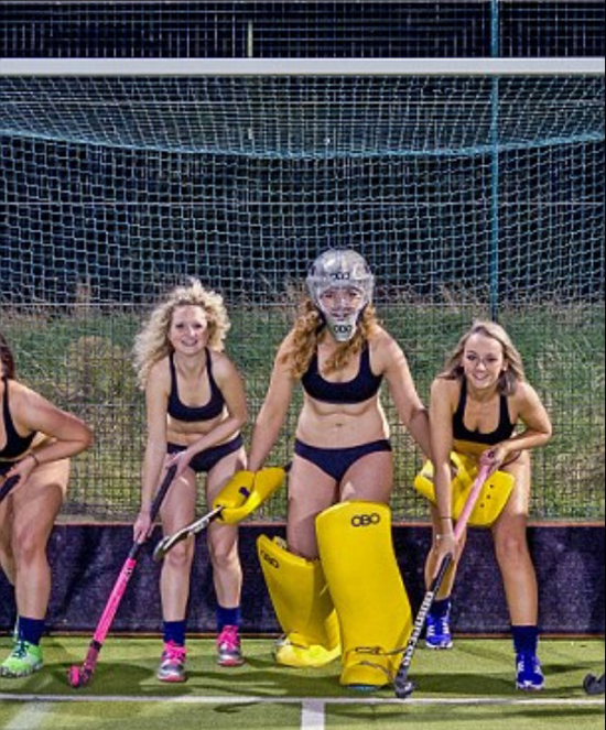 Hockey girls poses in their underwear for a charity calendar