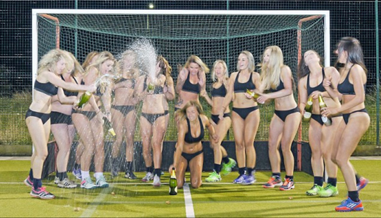 UK sports team pose in their bra and panties