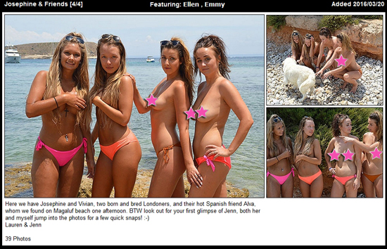 Josphine and her friends get topless on the beach for UGotItFlauntIt