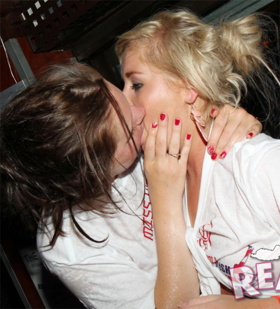 Real party girls kissing