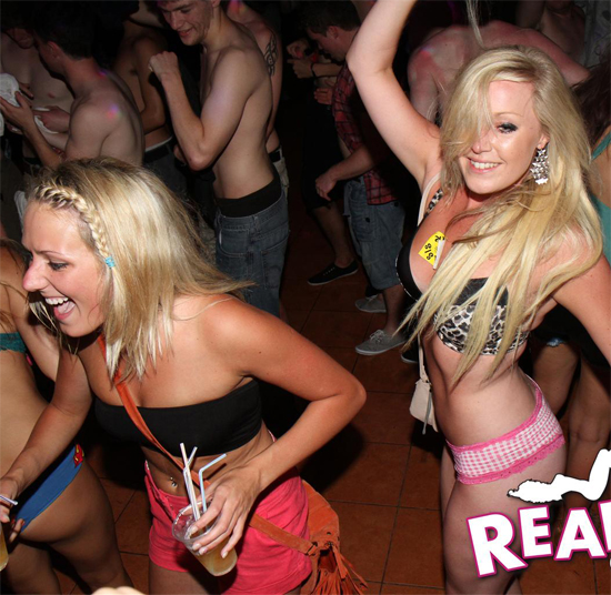 Sexy blonde party girls having fun